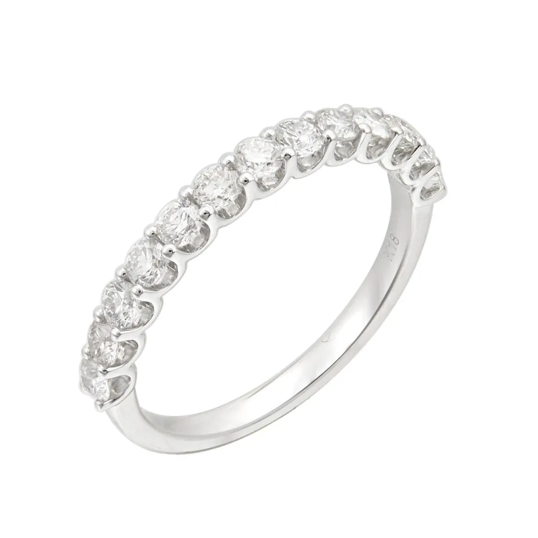 0.60 Cttw Round Diamond 18K White Gold Wedding Band