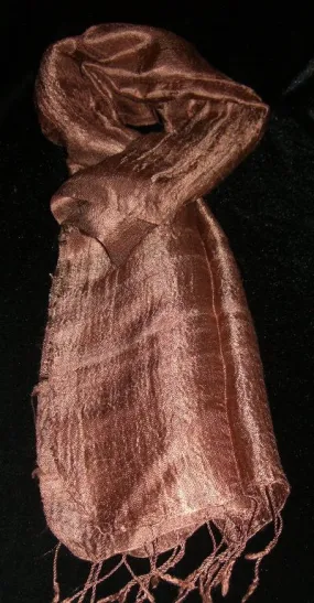 100% Fair Trade Thai Silk Solid Color Scarf Shawl Peach