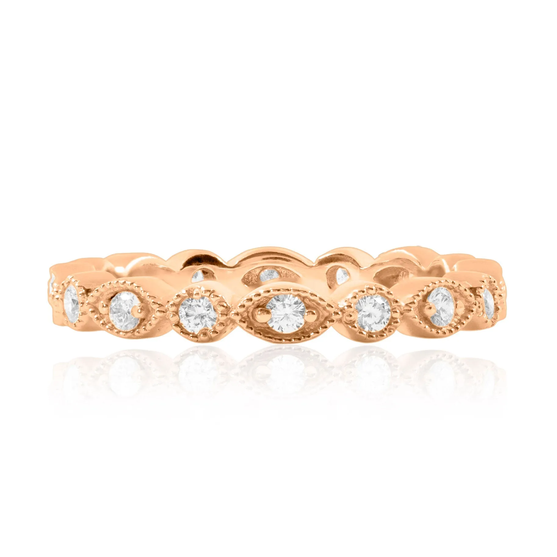 14K Marquise and Circle Stacking Band