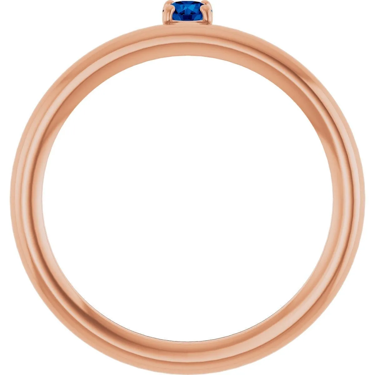 14K Rose Lab-Grown Blue Sapphire Stackable Ring