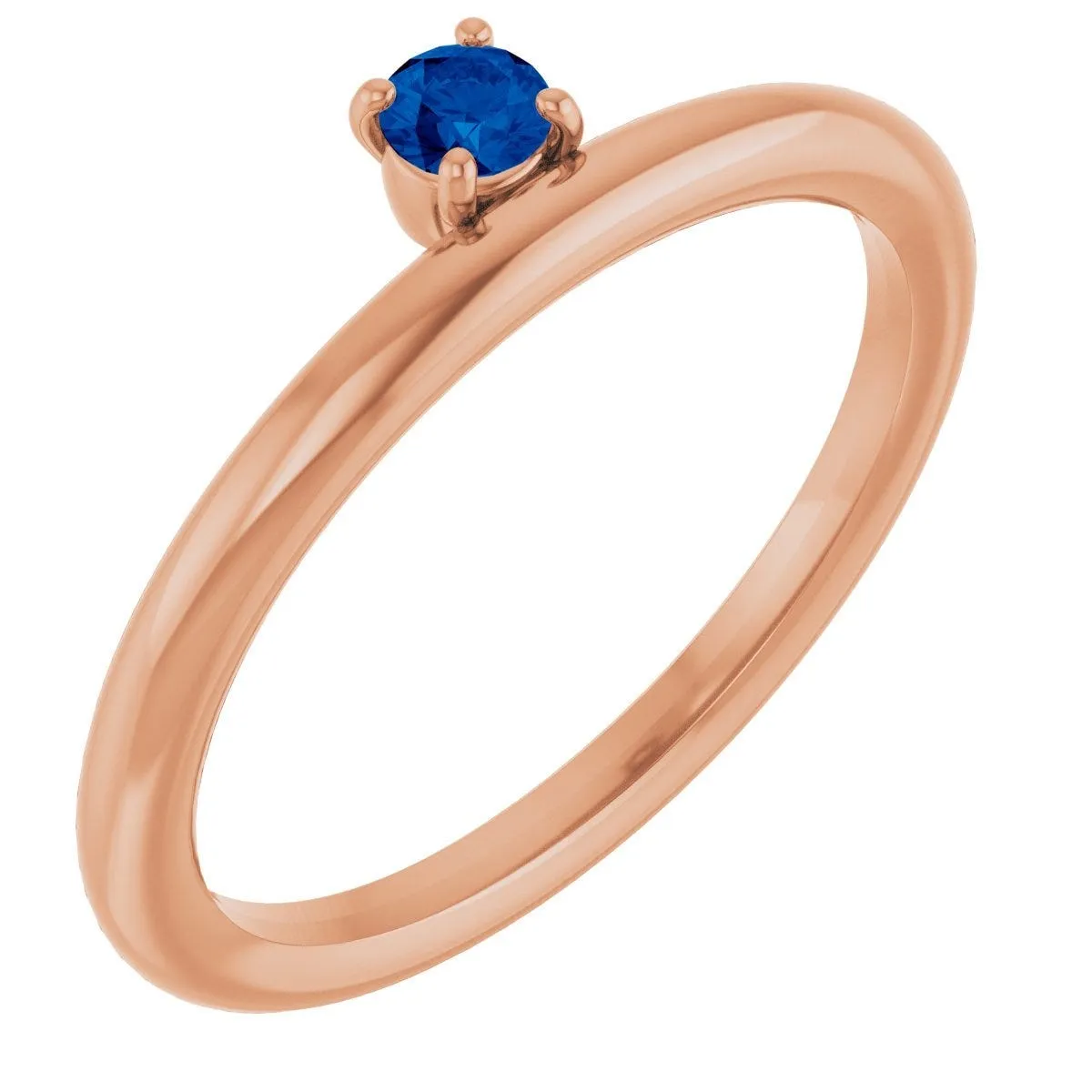 14K Rose Lab-Grown Blue Sapphire Stackable Ring