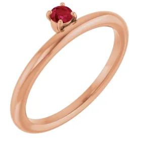 14K Rose Lab-Grown Ruby Stackable Ring