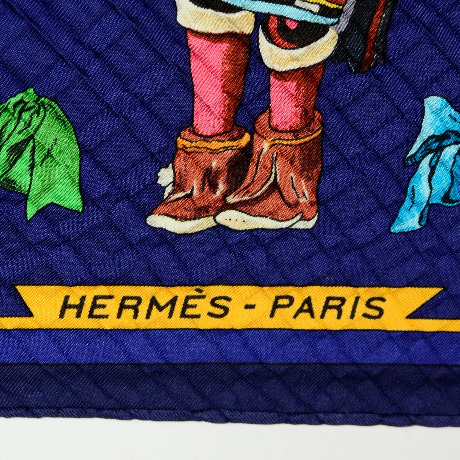 1992 Hermès Kermit Oliver Plisse Pleated Kachinas Silk Scarf