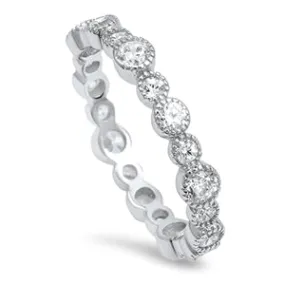 925 Sterling Silver CZ Eternity Ring - 4mm