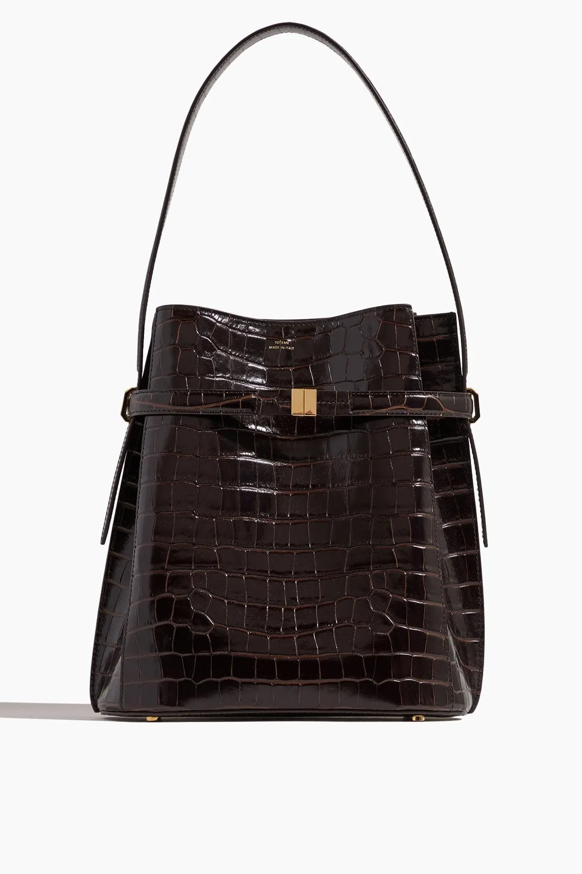 Belted Bucket Bag in Dark Brown