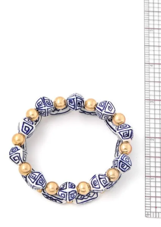 Blue & White Beaded Bracelet