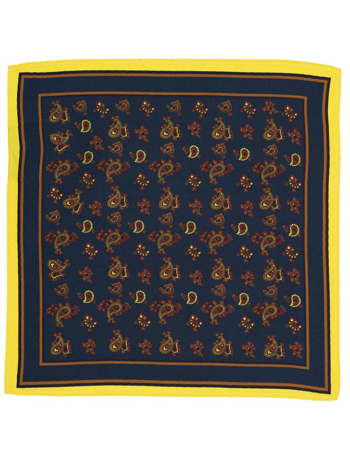 Blue & Yellow Paisley Silk Pocket Square