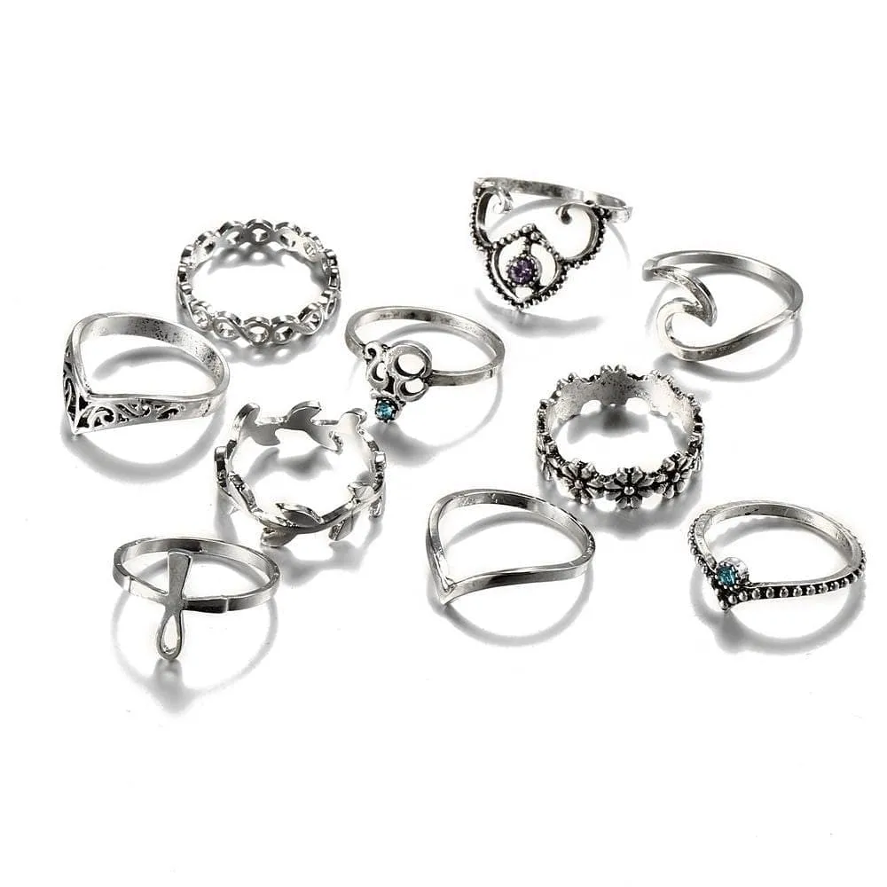 Bohemian Dreamer Ring Set 10pcs