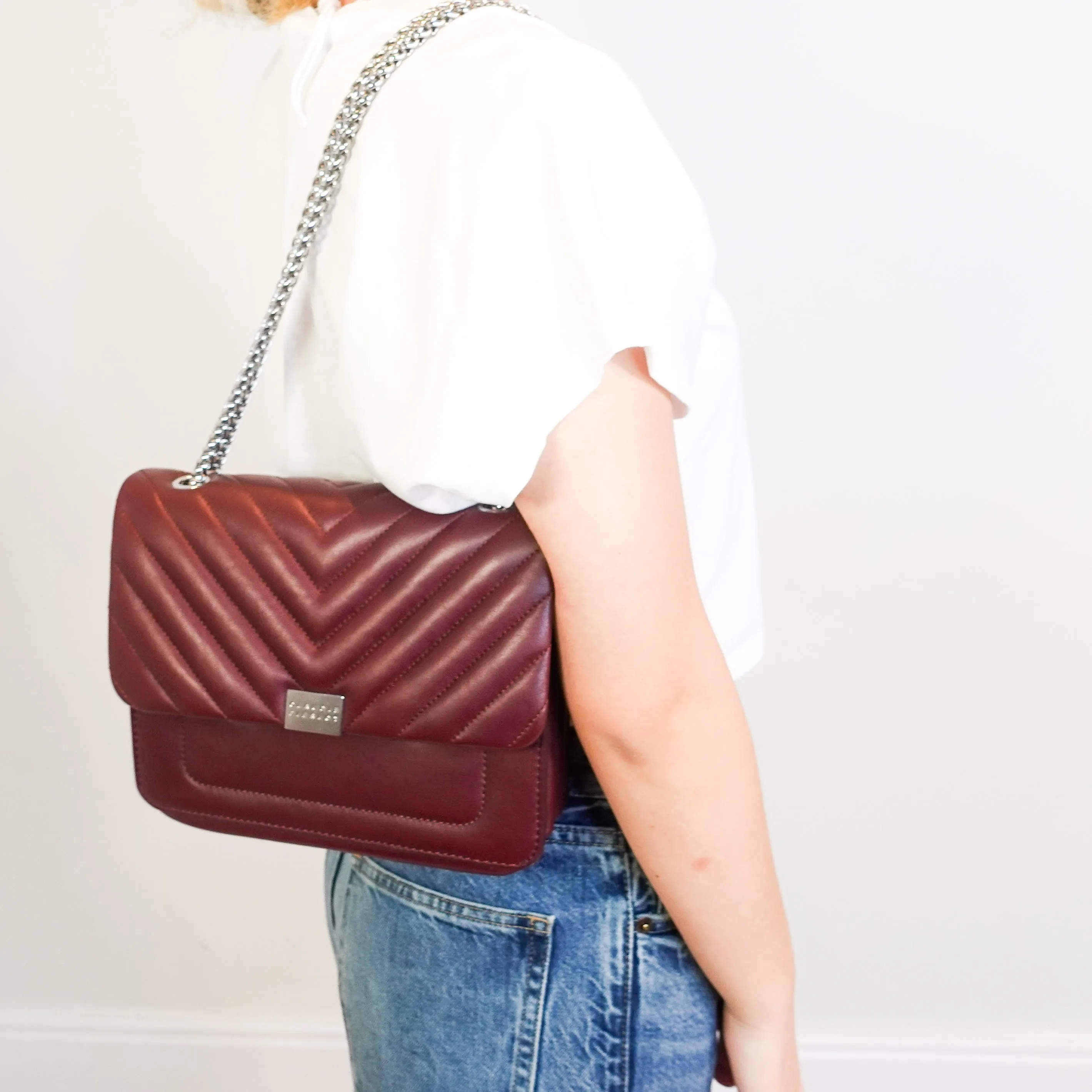 Burgandy Quilted Leather Crossbody bag RRP £350