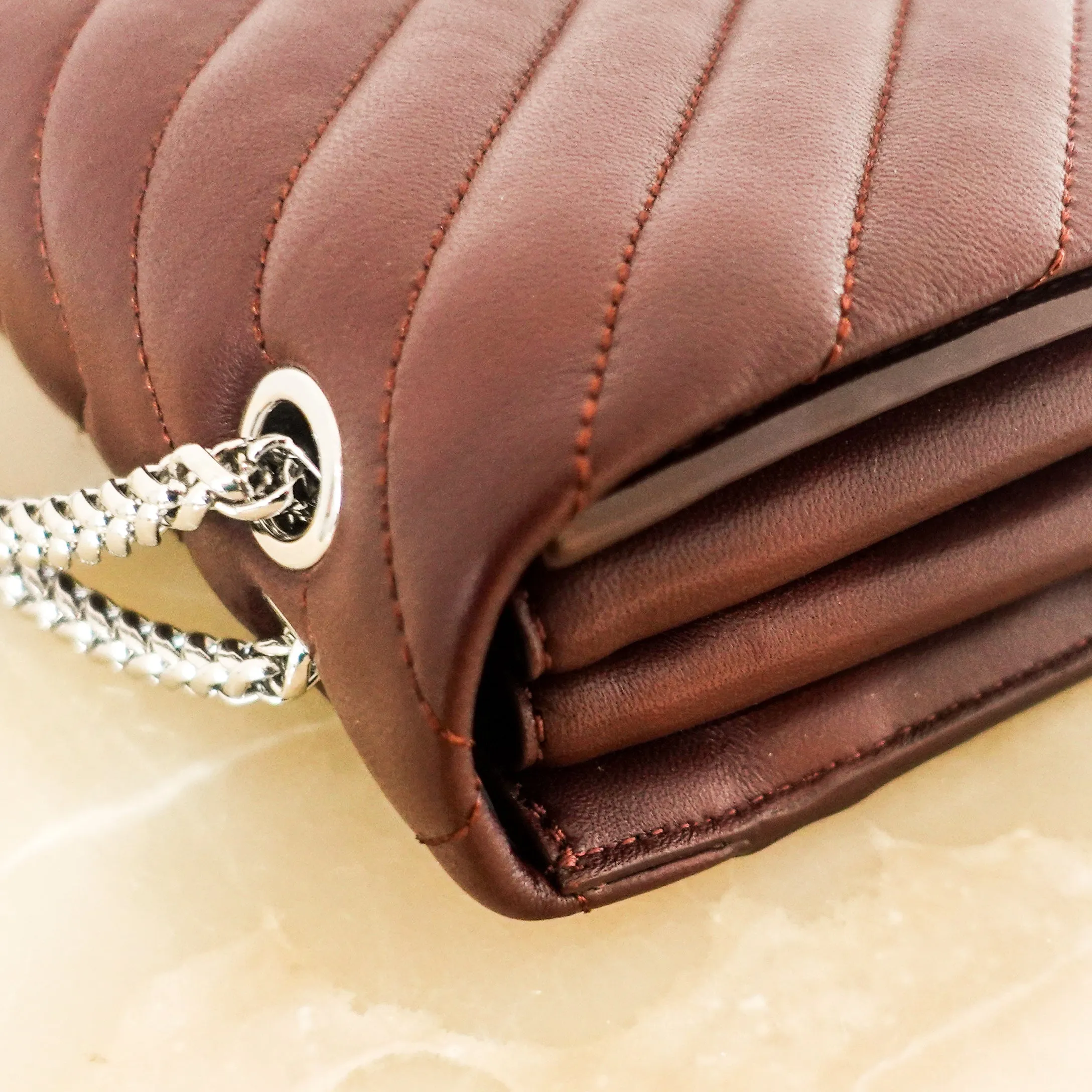 Burgandy Quilted Leather Crossbody bag RRP £350