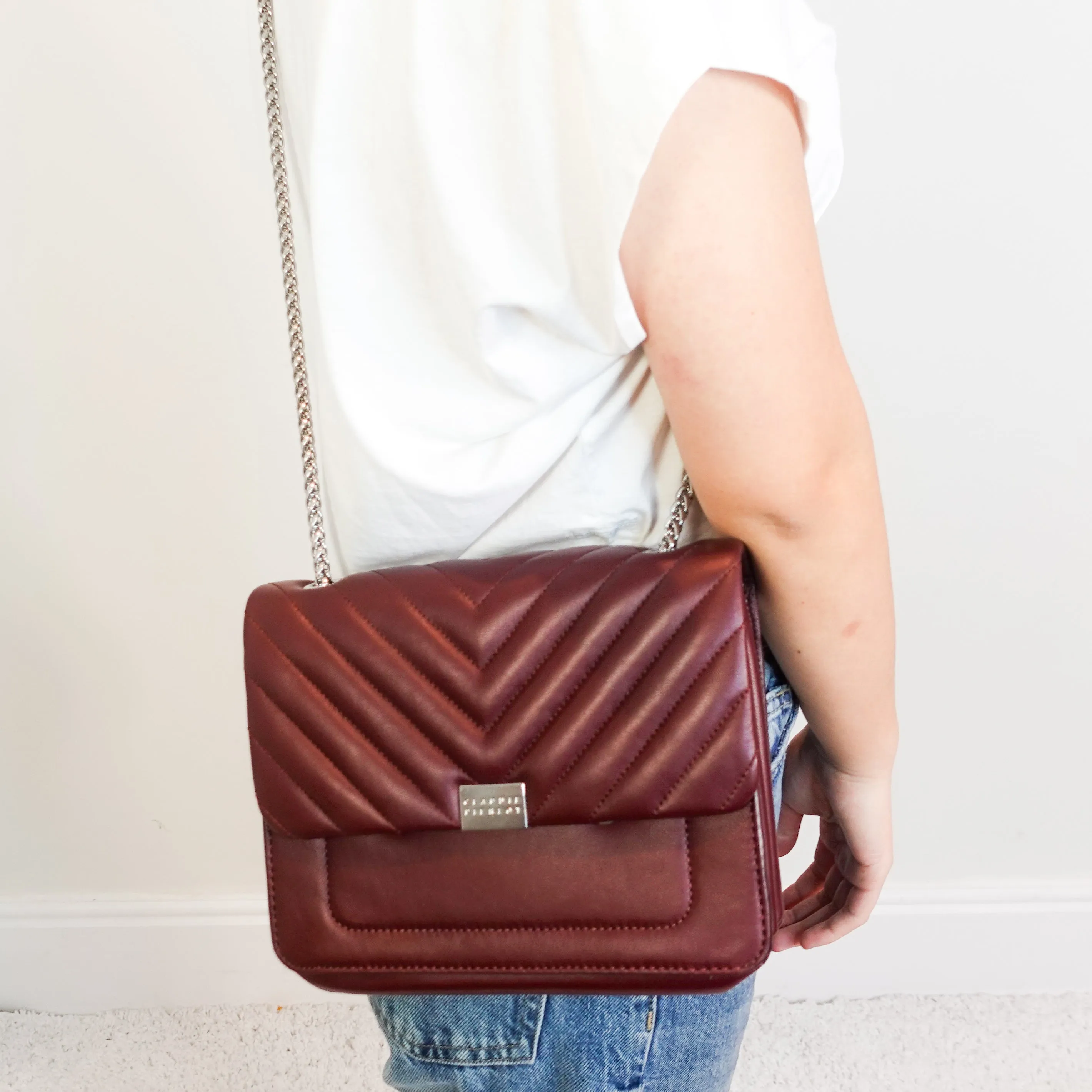 Burgandy Quilted Leather Crossbody bag RRP £350