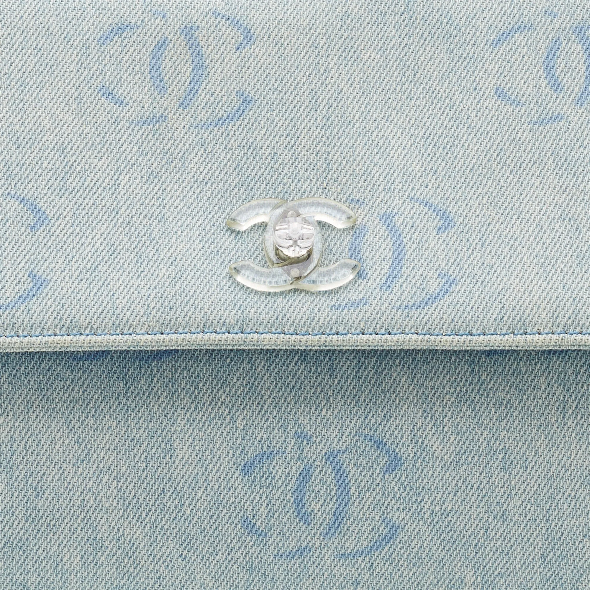 CHANEL Blue CC Signature Denim Vintage Clutch