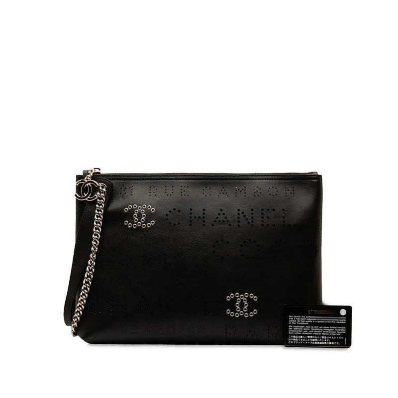 Chanel Coco  Clutch Bag Clutch Black Leather  Chanel