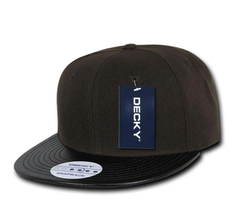 Decky 6 Panel Vinyl Flat Bill Snapback Constructed Baseball Caps Hats