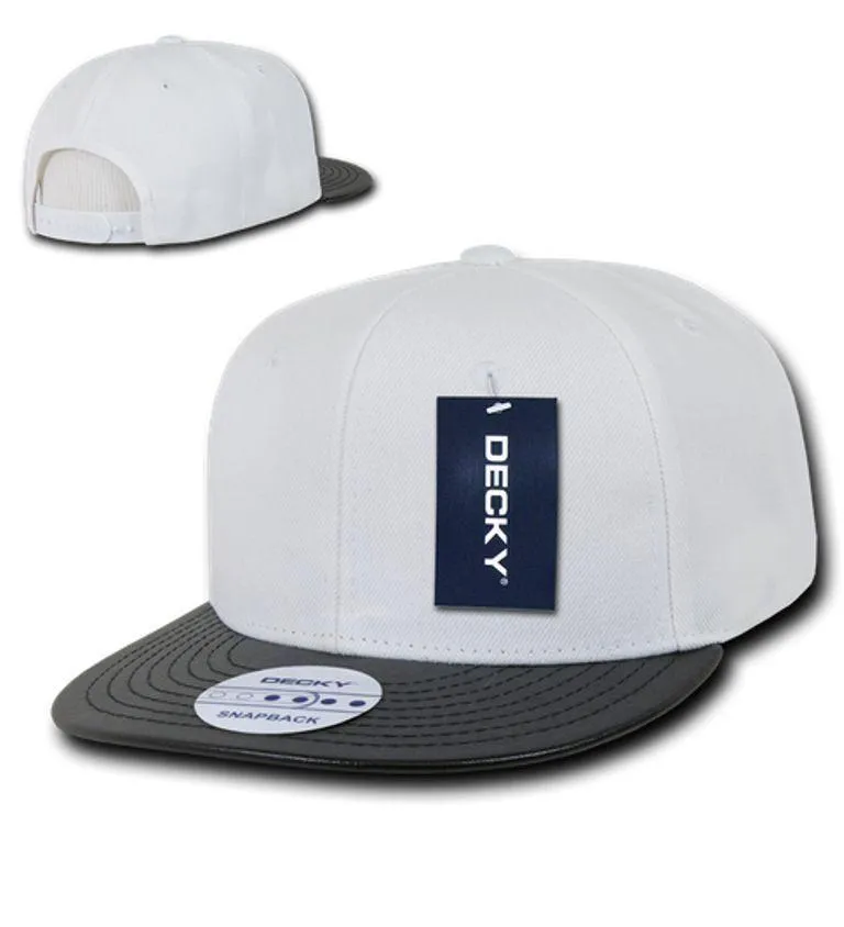 Decky 6 Panel Vinyl Flat Bill Snapback Constructed Baseball Caps Hats