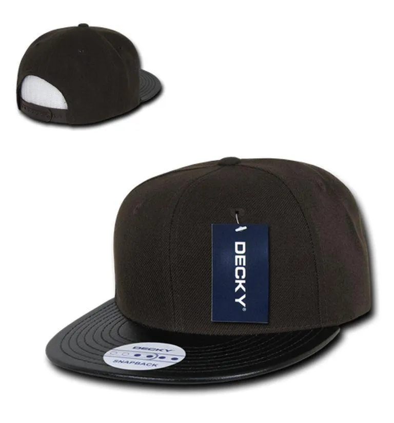 Decky 6 Panel Vinyl Flat Bill Snapback Constructed Baseball Caps Hats