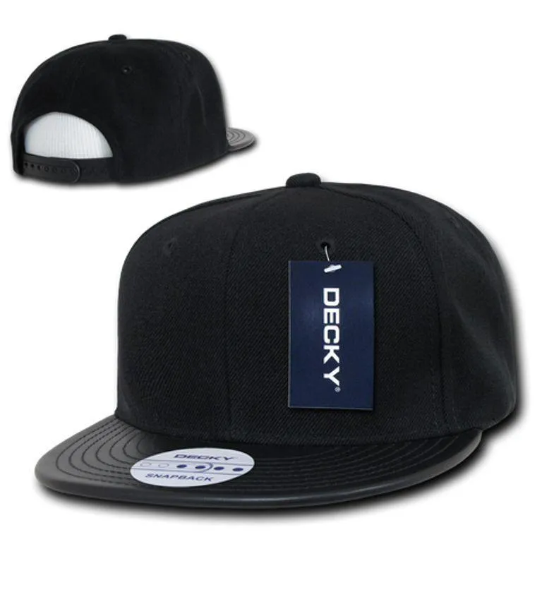 Decky 6 Panel Vinyl Flat Bill Snapback Constructed Baseball Caps Hats