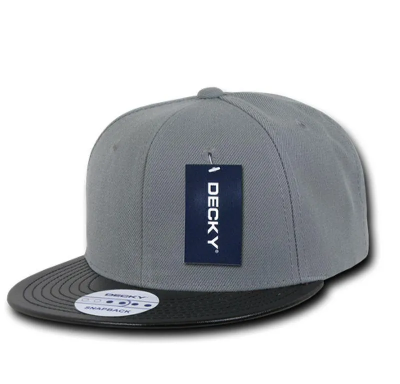 Decky 6 Panel Vinyl Flat Bill Snapback Constructed Baseball Caps Hats