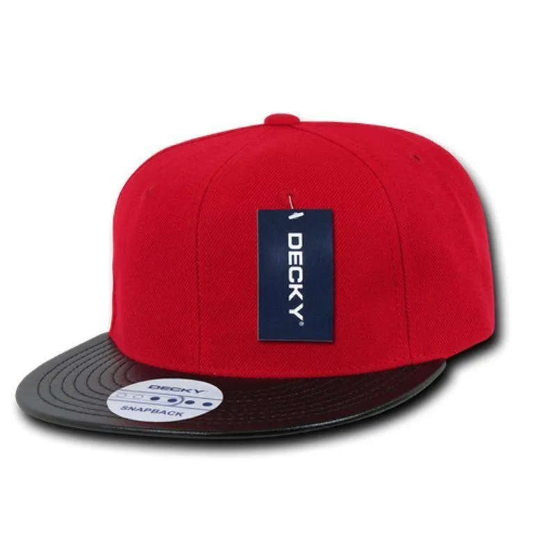 Decky 6 Panel Vinyl Flat Bill Snapback Constructed Baseball Caps Hats