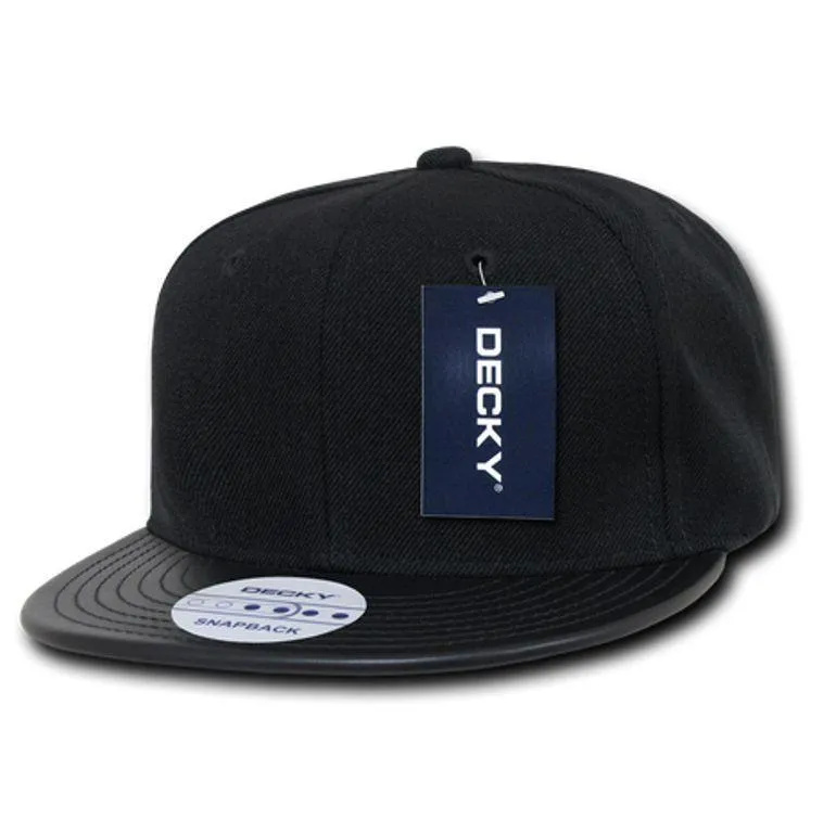 Decky 6 Panel Vinyl Flat Bill Snapback Constructed Baseball Caps Hats