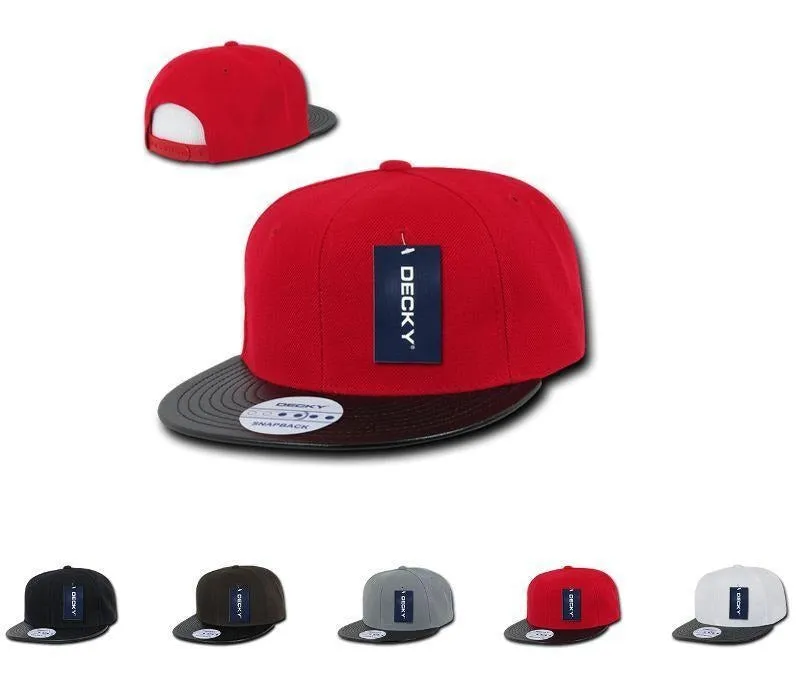 Decky 6 Panel Vinyl Flat Bill Snapback Constructed Baseball Caps Hats