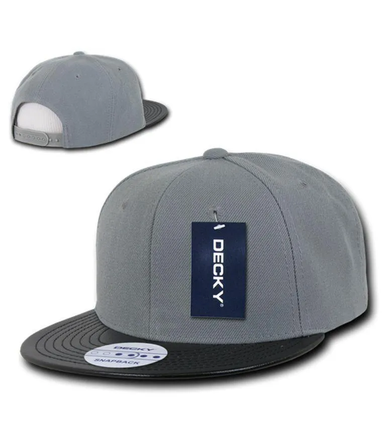 Decky 6 Panel Vinyl Flat Bill Snapback Constructed Baseball Caps Hats