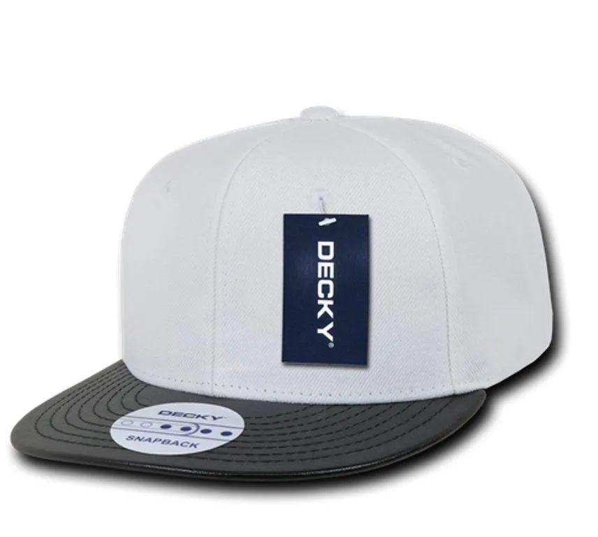 Decky 6 Panel Vinyl Flat Bill Snapback Constructed Baseball Caps Hats