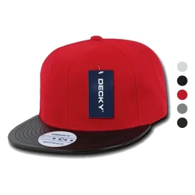 Decky 6 Panel Vinyl Flat Bill Snapback Constructed Baseball Caps Hats