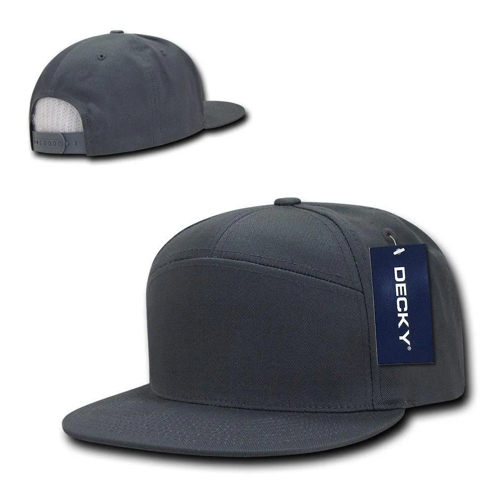 Decky 7 Panel Cotton Snapbacks Flat Bill Baseball Hats Caps Unisex