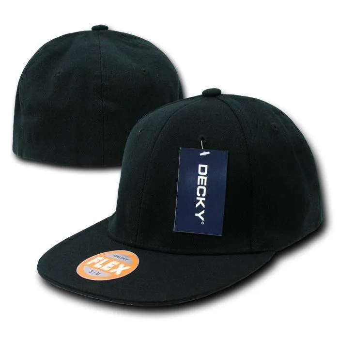 Decky Retro Fit All Flat Bill 6-Panel Flex Baseball Hats Caps Mens