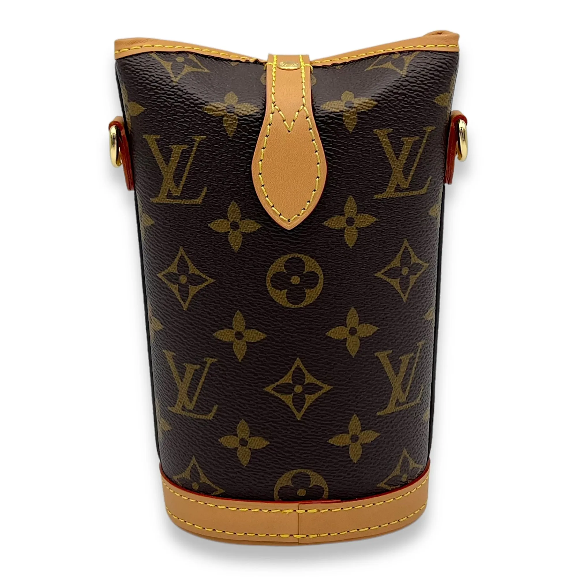 Fold Me Crossbody Bag Brown in Monogram Coated Canvas, Gold hardware