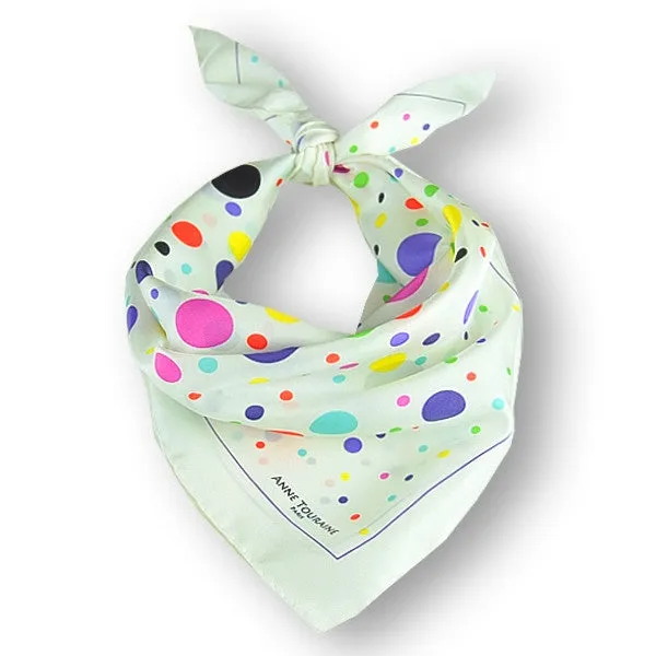 FRENCH SILK SCARF - BUBBLE DOTS - Multicolor - 27x27"