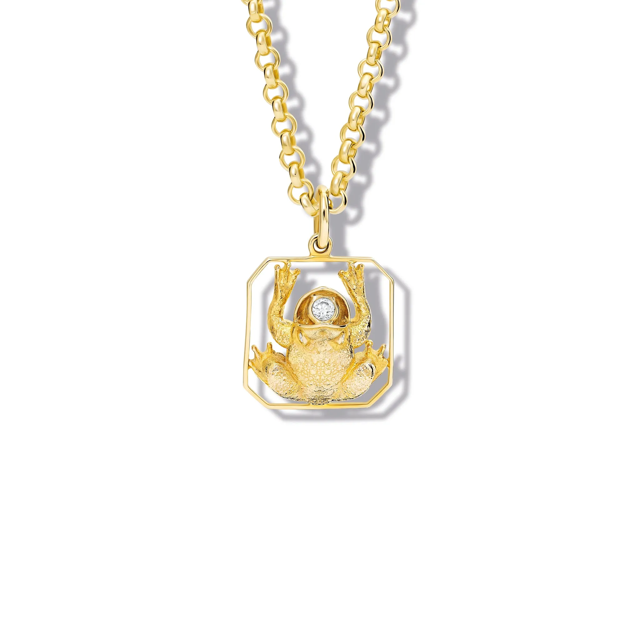 Frog Fontaine Necklace Pendant Yellow Gold - Diamond