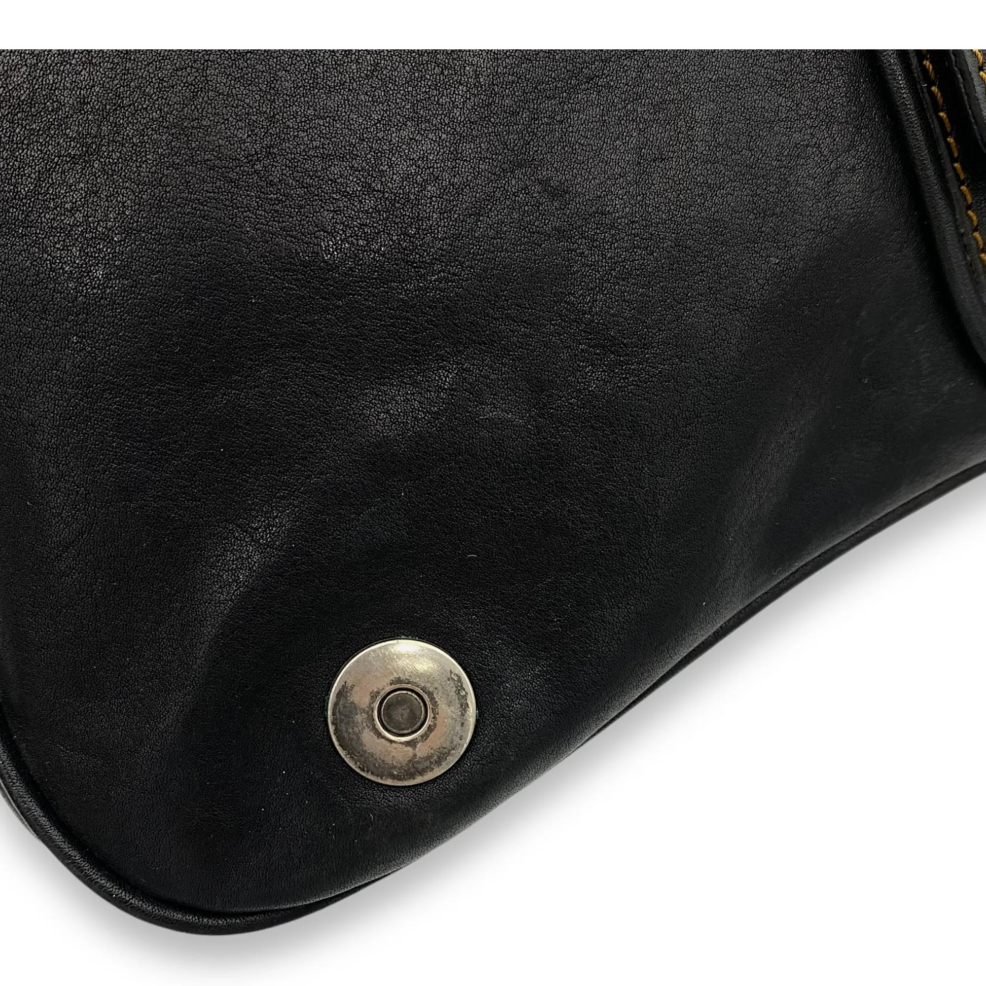 Gaucho Black Crossbody Bag in Calfskin, Ruthenium hardware