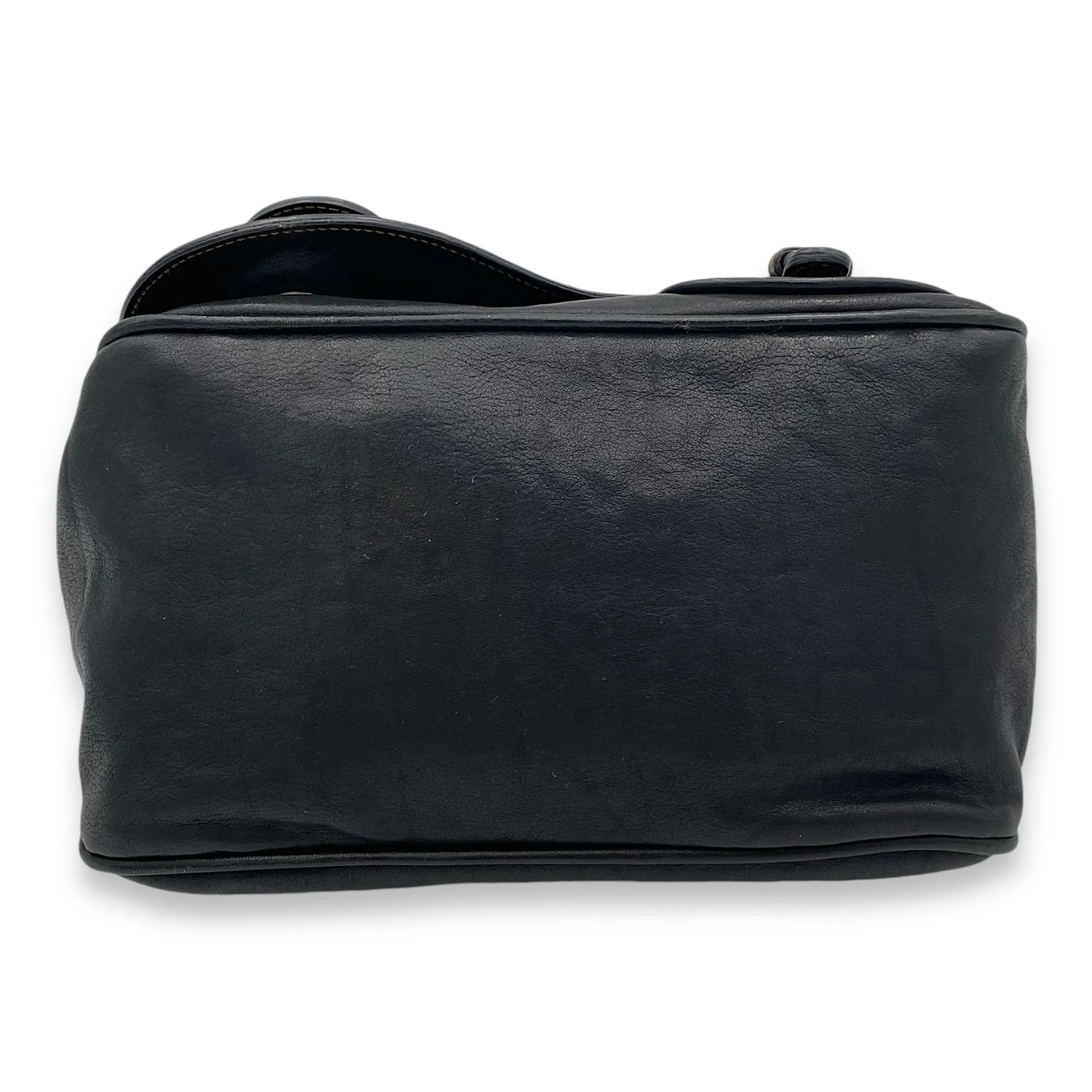 Gaucho Black Crossbody Bag in Calfskin, Ruthenium hardware