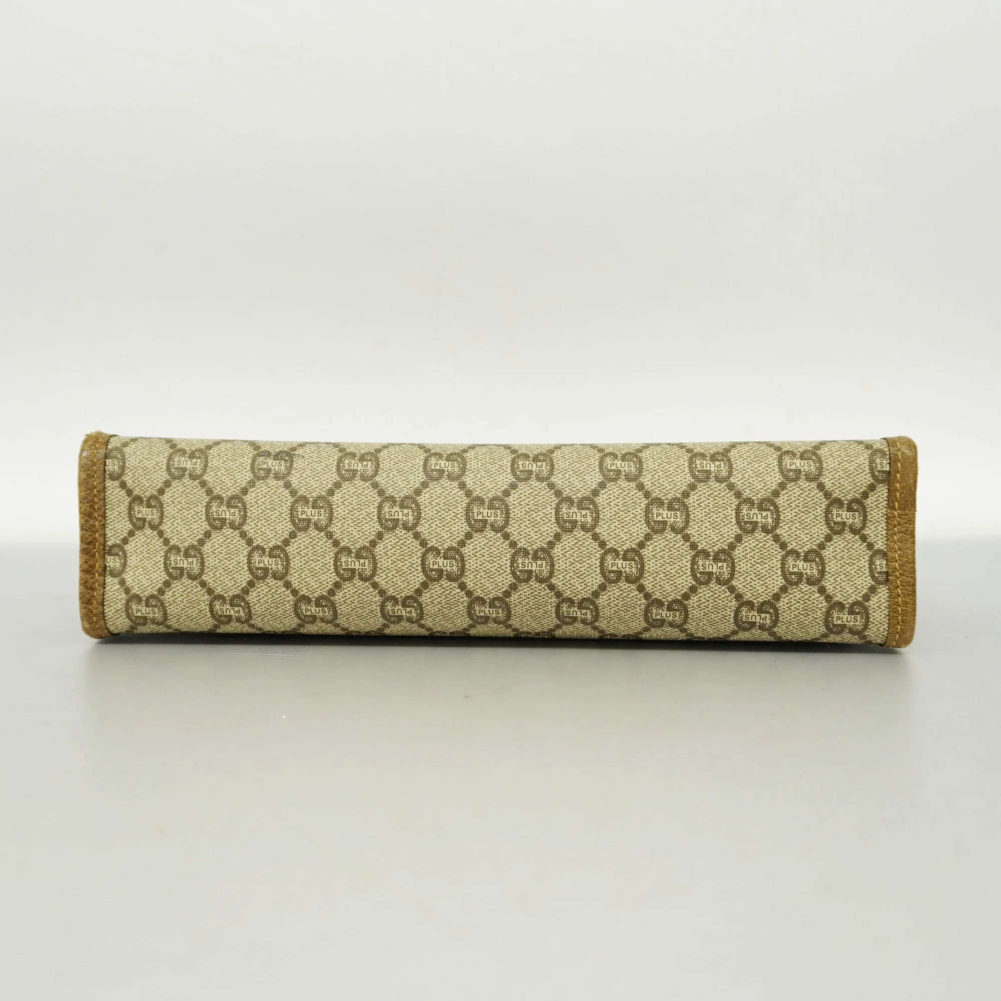 GUCCI[3ca0396]   clutch bag GG plus PVC beige gold metal