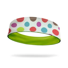 Happy Dots Fashion and Neon Green Wicking Reversible Headband