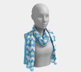 Insook Hwang's Art_Scarves_Long_Stars_blue#3(white)