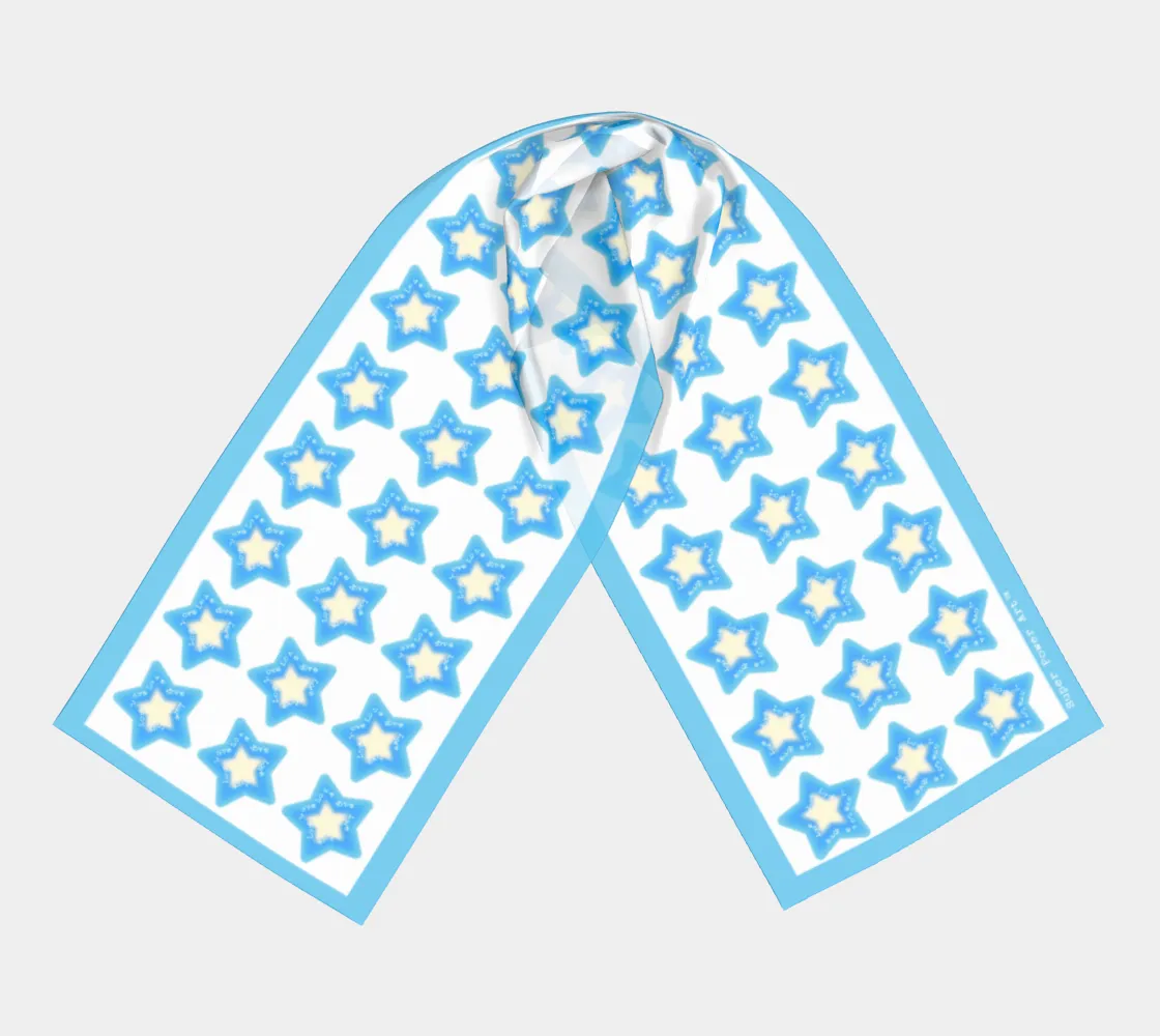 Insook Hwang's Art_Scarves_Long_Stars_blue#3(white)