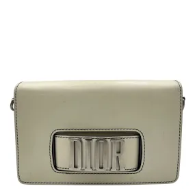 J'adior White Crossbody Bag in Calfskin, Silver hardware