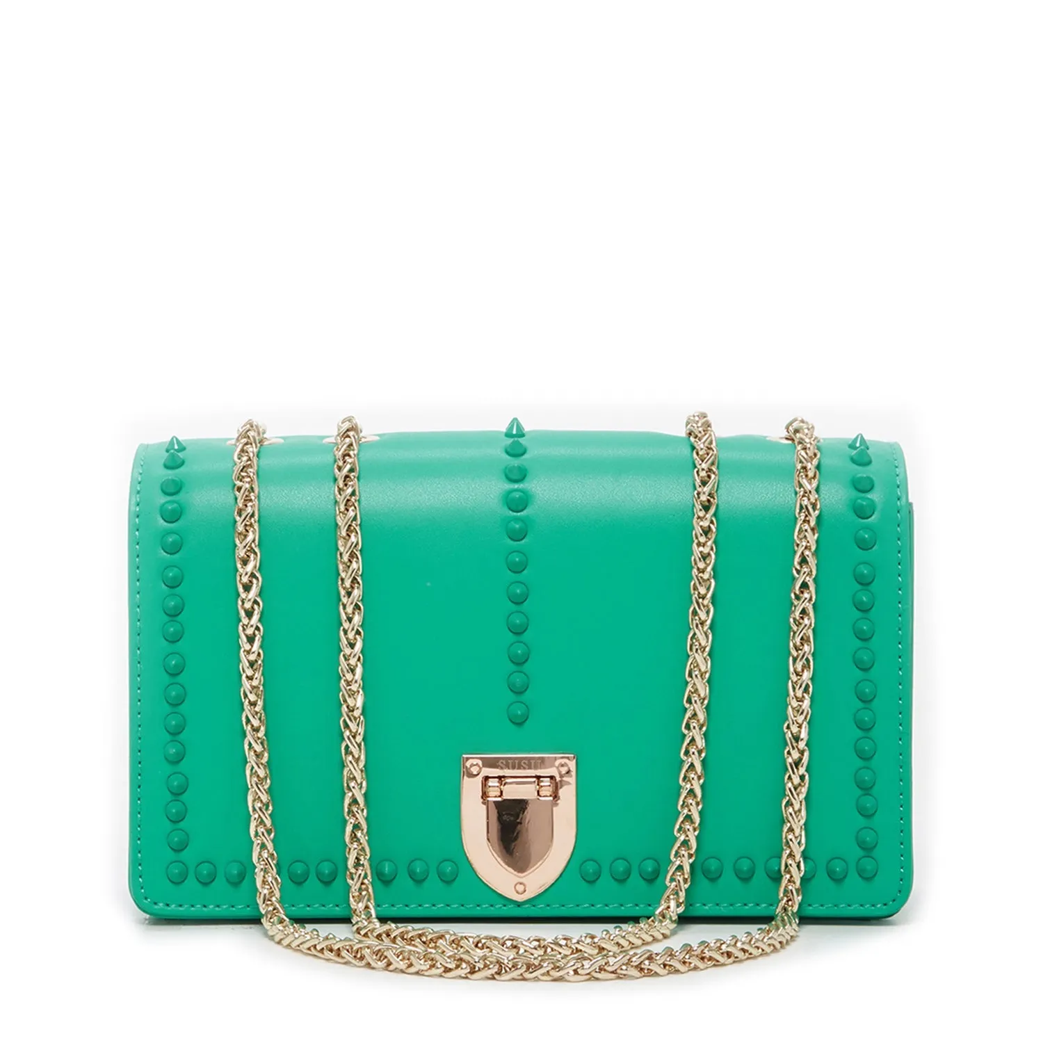 Josie Green Leather Bag With Chain Strap