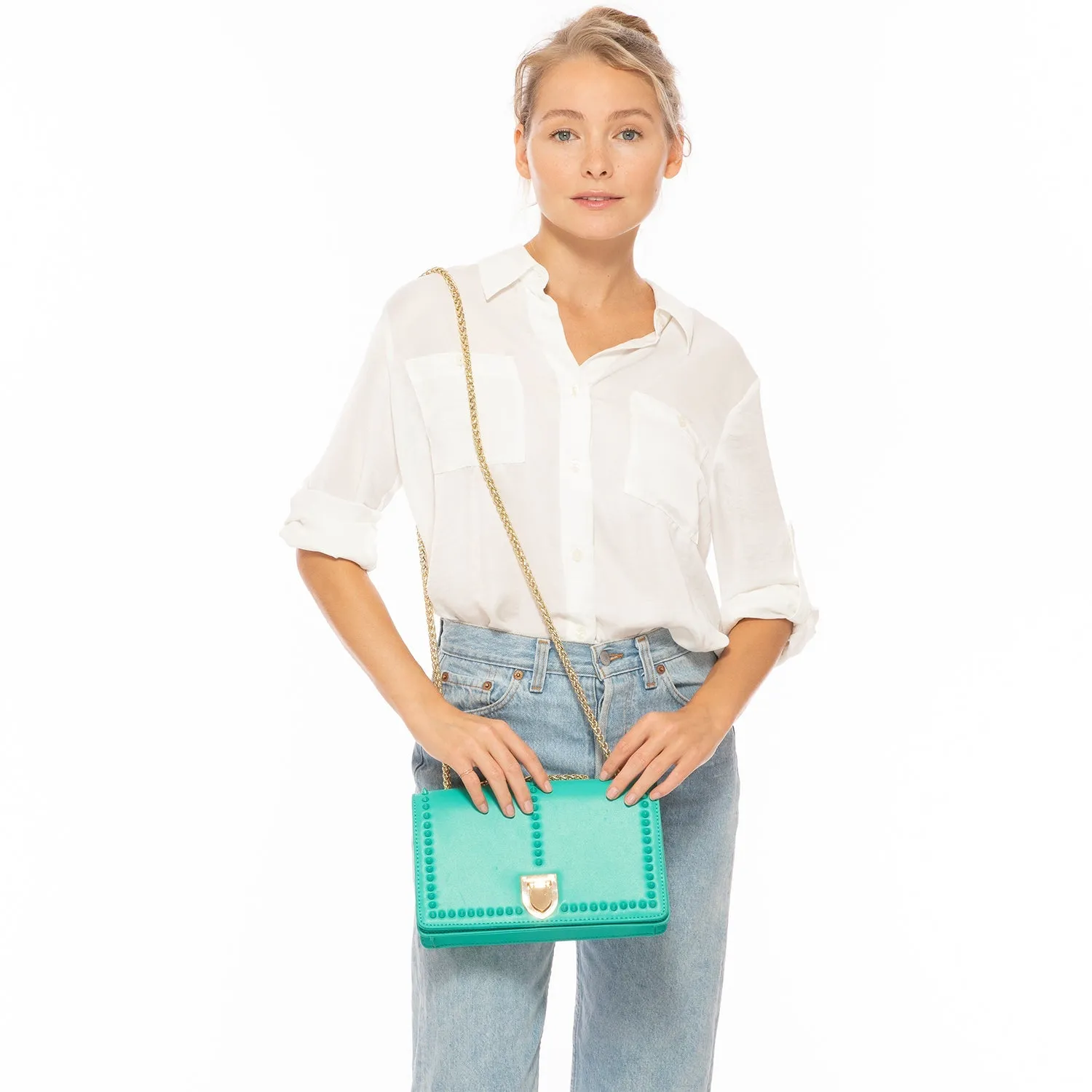 Josie Green Leather Bag With Chain Strap