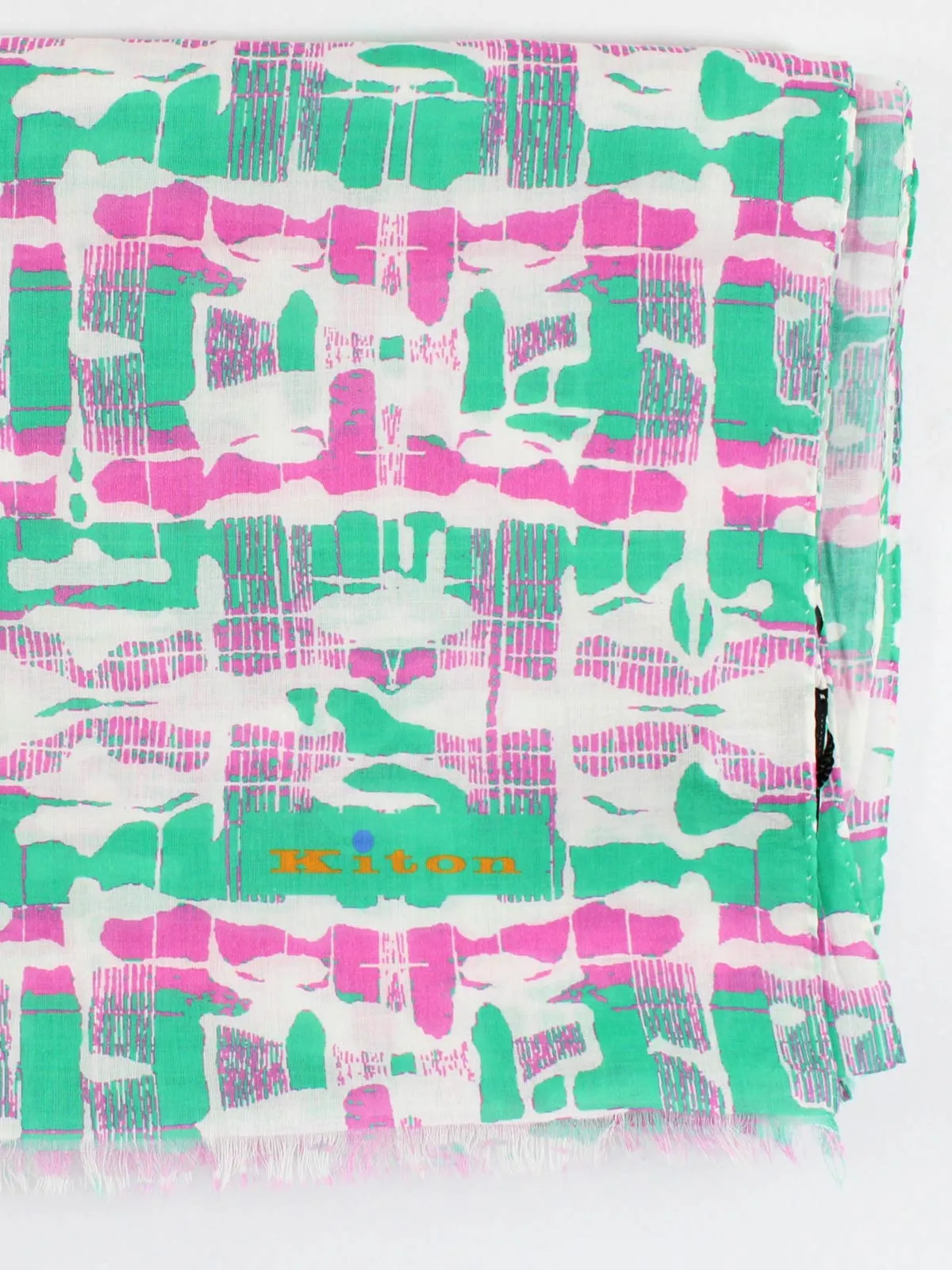 Kiton Scarf White Green Pink Design - Cotton Shawl FINAL SALE