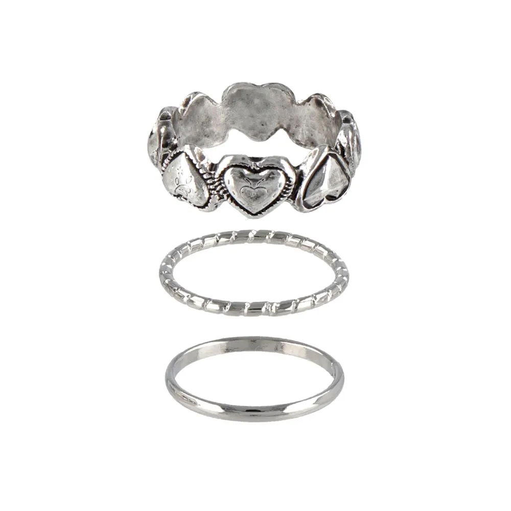 Linked Heart Ring Set