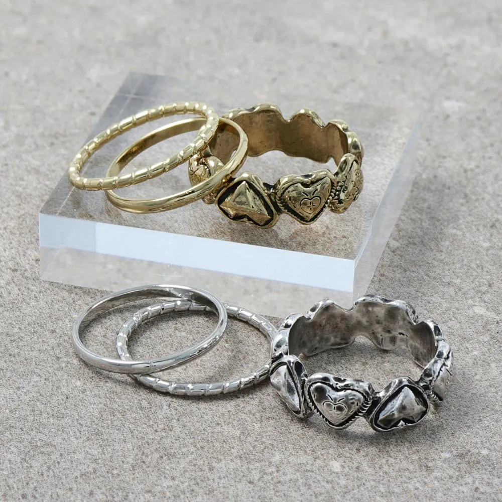 Linked Heart Ring Set