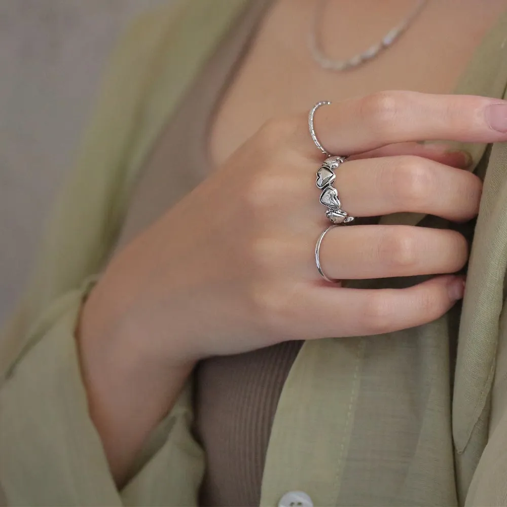 Linked Heart Ring Set