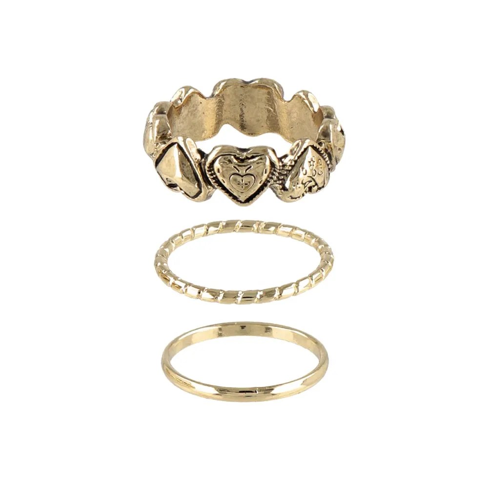 Linked Heart Ring Set