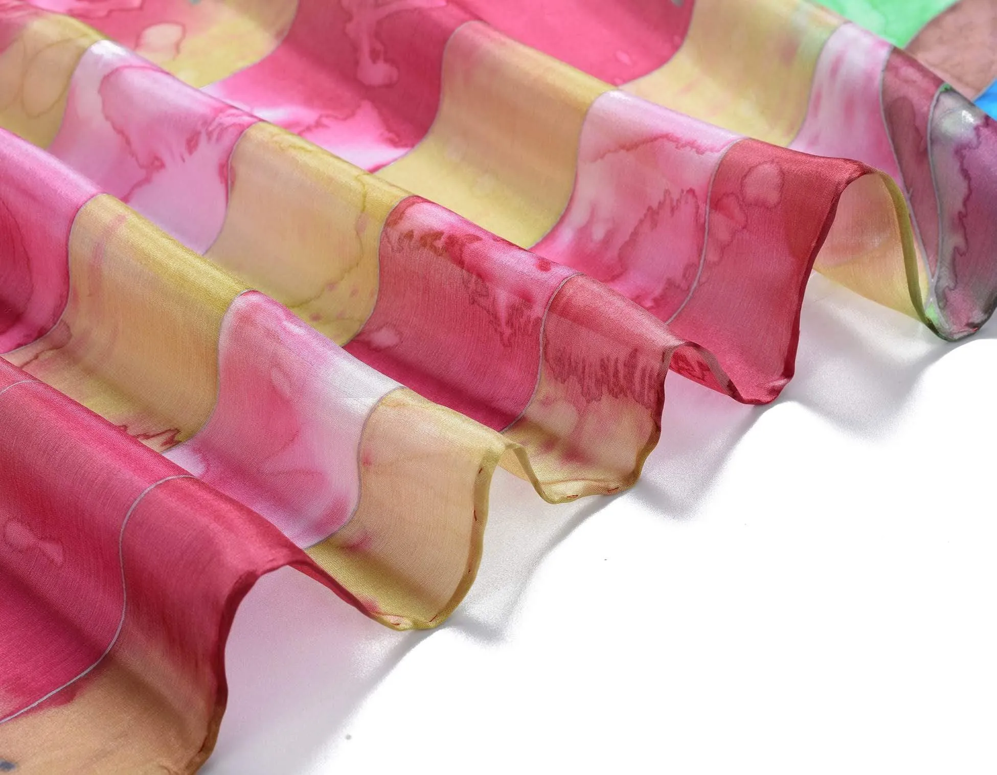 Long Hand Painted Silk Scarf - Daylilly