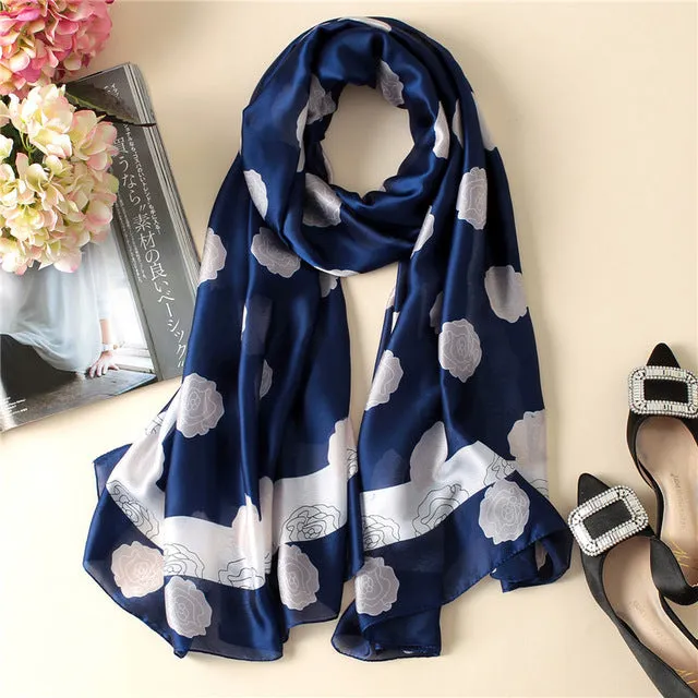 Luxury Brand Soft Silk Foulard Summer Women Scarf