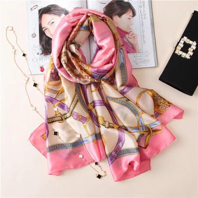 Luxury Brand Soft Silk Foulard Summer Women Scarf